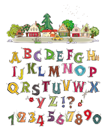Kids vinyl rug alphabet and village design - TenStickers