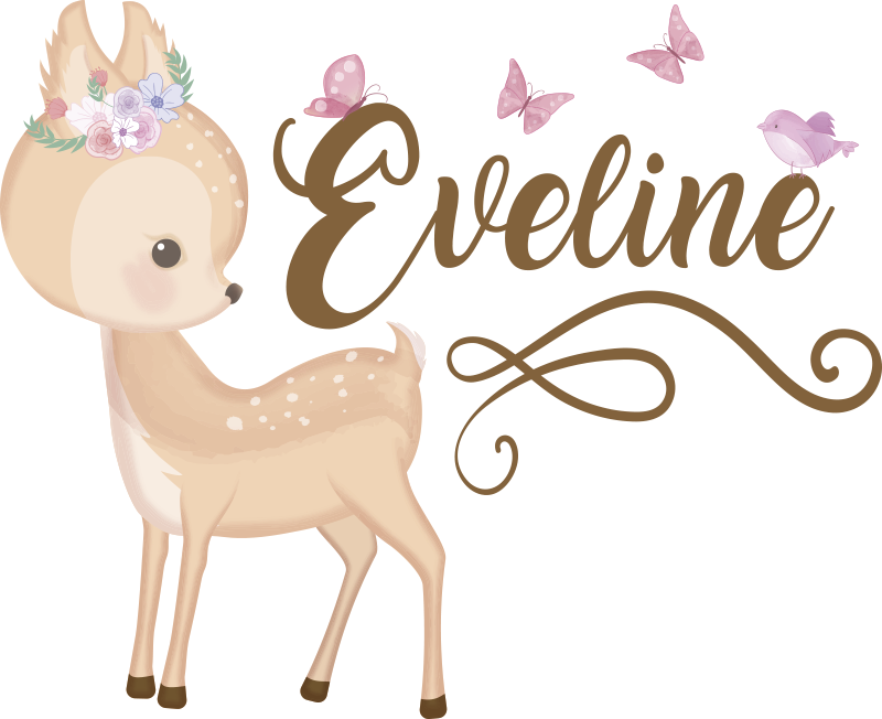 Kids vinyl rug personalised deer sticker - TenStickers