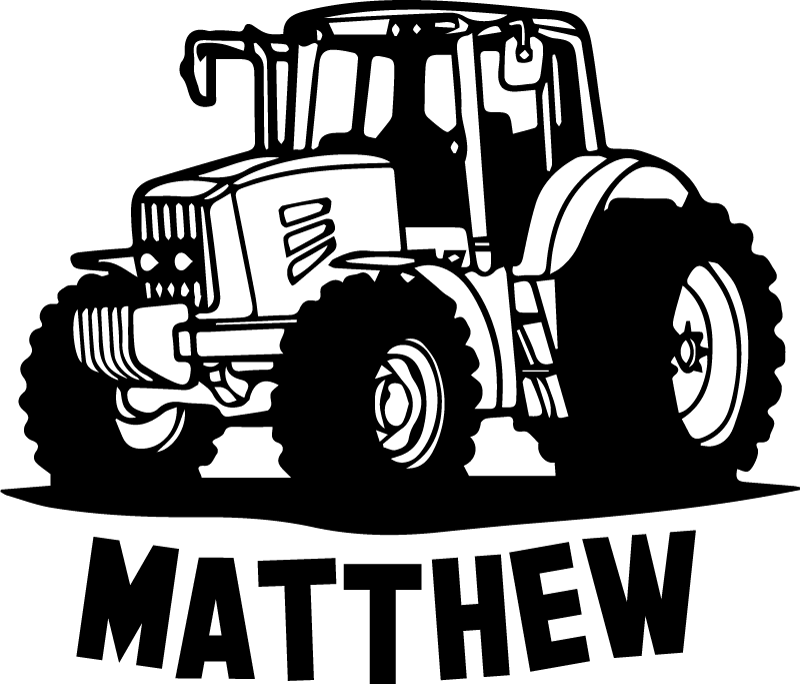 Kids vinyl rug featuring tractor silhouette with name - TenStickers