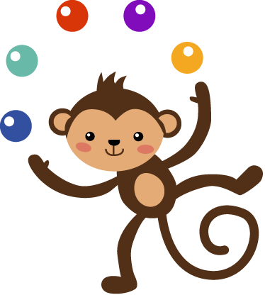 Kids vinyl rug juggling monkey decor rug - TenStickers