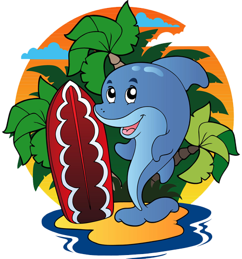 Kids vinyl rug surfing dolphin - TenStickers