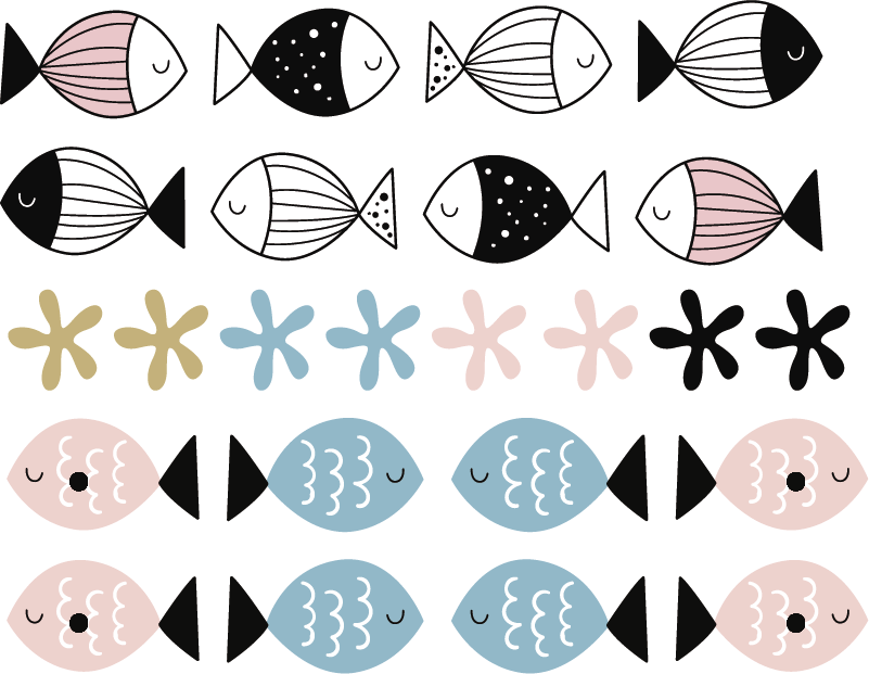Kids vinyl rug with textured fish - TenStickers