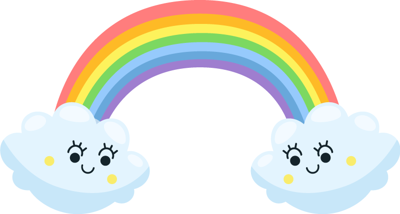 Kids vinyl rug with cute clouds and rainbow design - TenStickers