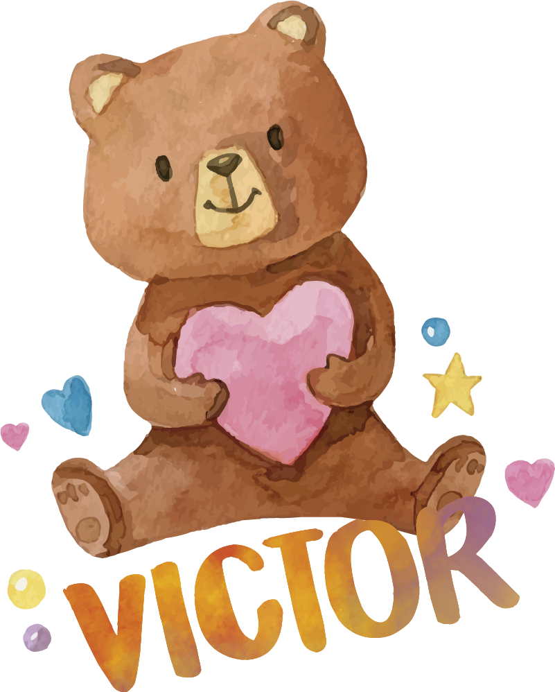 Kids vinyl rug plush bear with heart - TenStickers