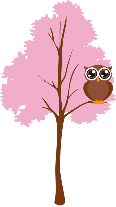 Kids vinyl rug featuring pink tree with owl - TenStickers