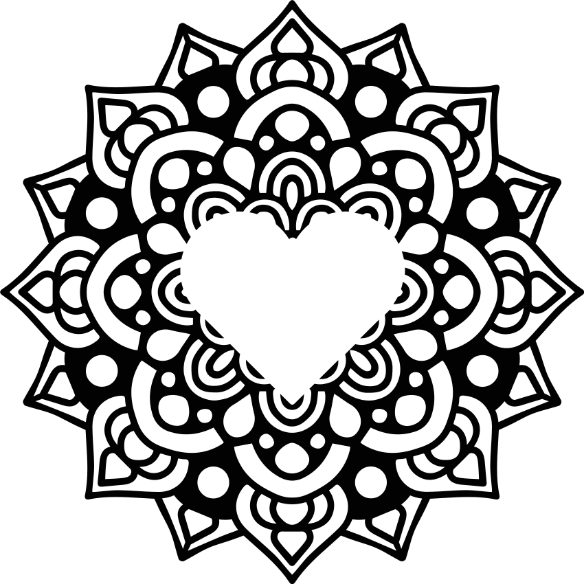 Bedroom vinyl rug mandala in heart frame - TenStickers