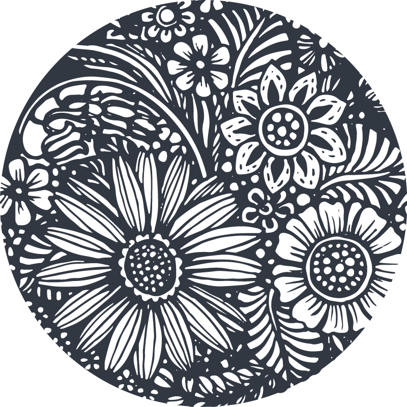 Bedroom vinyl rug with round floral pattern - TenStickers