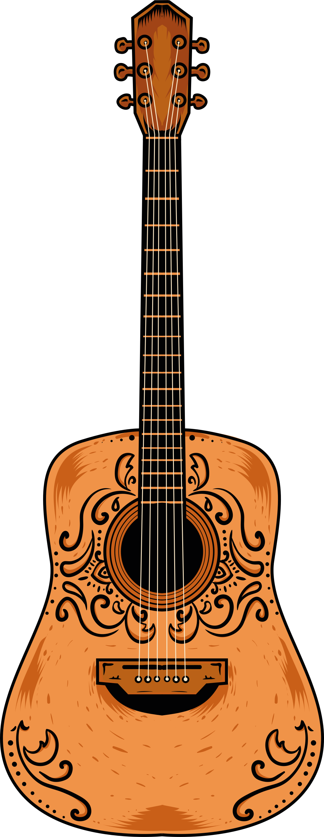Bedroom vinyl rug orange guitar design - TenStickers