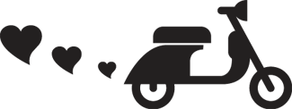Motorbike and hearts bedroom vinyl rug - TenStickers