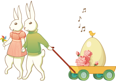 Kids vinyl rug with easter bunnies - TenStickers