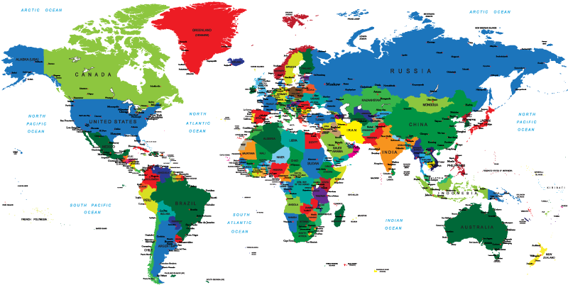 World map vinyl rug colorful world map vinyl - TenStickers