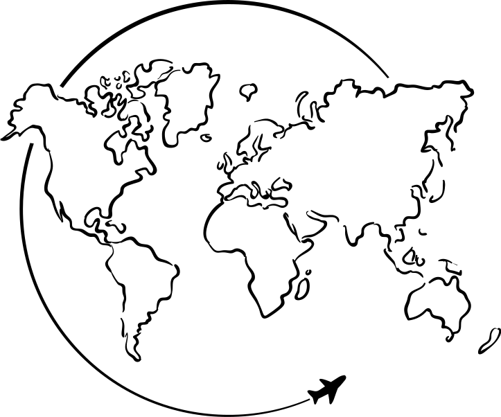 World map vinyl rug airplane circle design - TenStickers