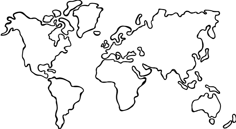 World map vinyl rug in monochrome political design - TenStickers