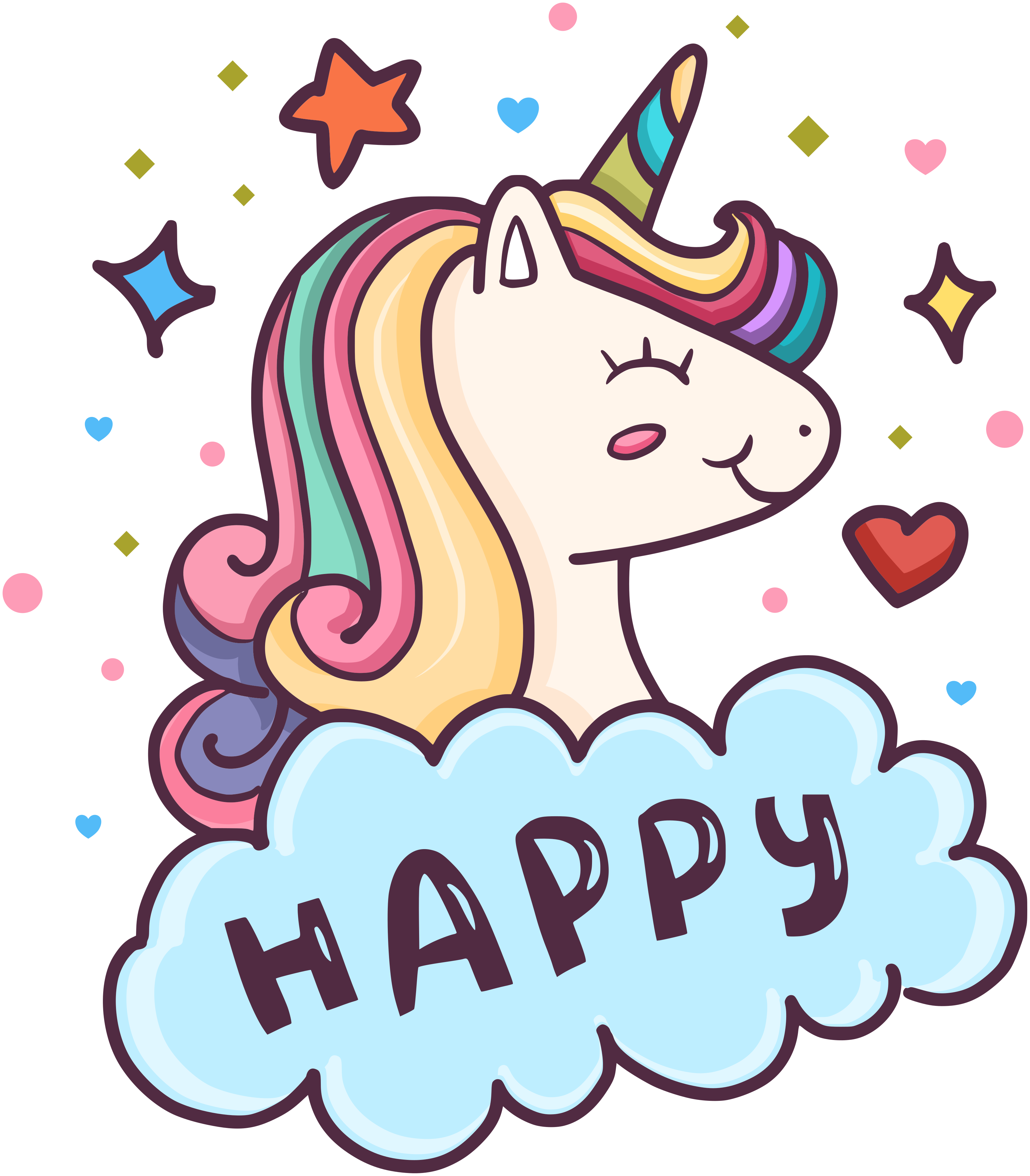 Kids vinyl rug with unicorn head in the cloud - TenStickers