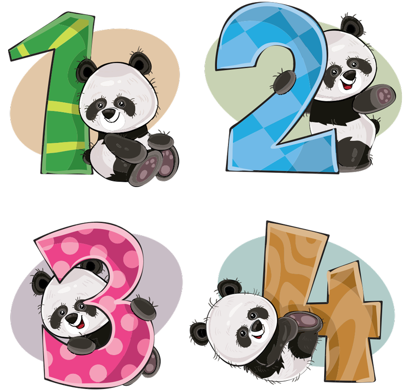 Kids vinyl rug featuring 4 playful pandas - TenStickers