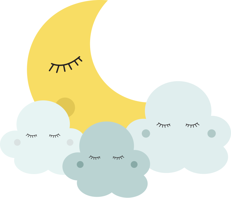 Kids vinyl rug with happy moon and cloud sleeping - TenStickers