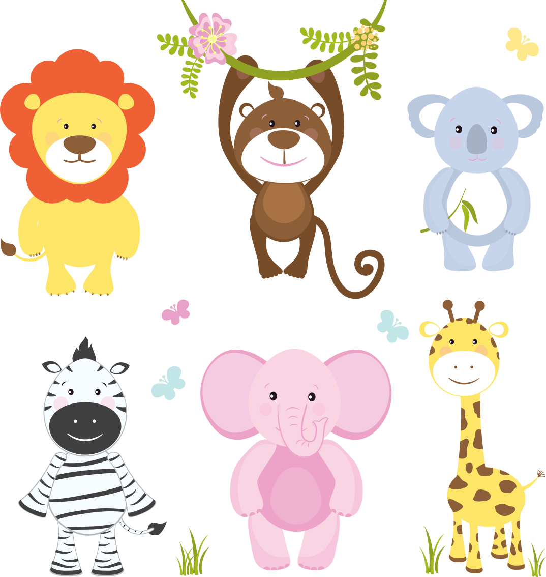 Kids vinyl rug featuring colorful baby animals - TenStickers