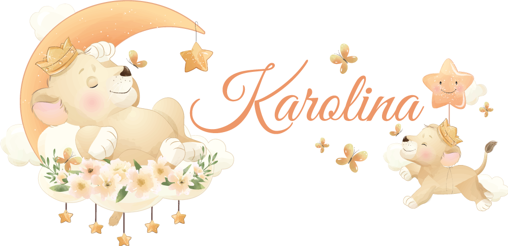 Kids vinyl rug cute animals lion personalized - TenStickers