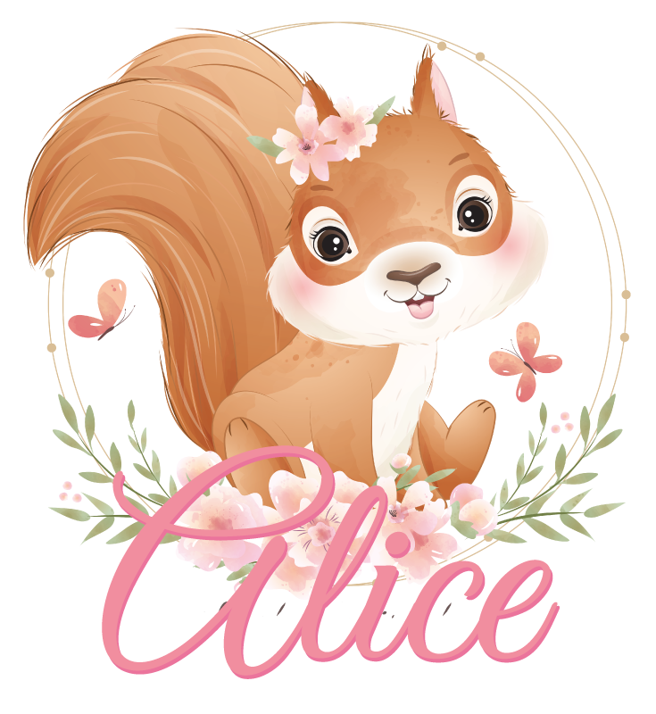 Kids vinyl rug cute squirrel design for girl - TenStickers