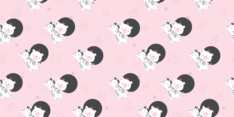 Kids vinyl rug with baby zebra and bear design - TenStickers