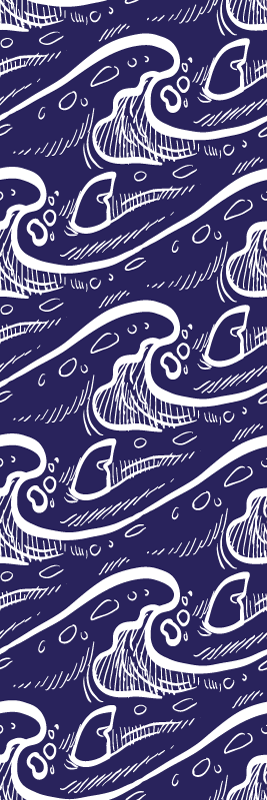 Bathroom vinyl rug in blue wave pattern - TenStickers