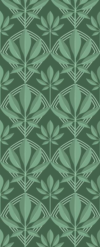 Bathroom vinyl rug art deco small green leaves - TenStickers