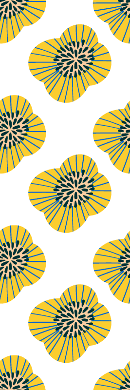 Bathroom vinyl rug with large blue and yellow flower - TenStickers