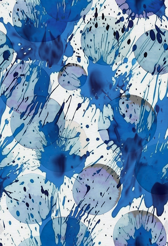 Blue ink circles bathroom vinyl rug - TenStickers