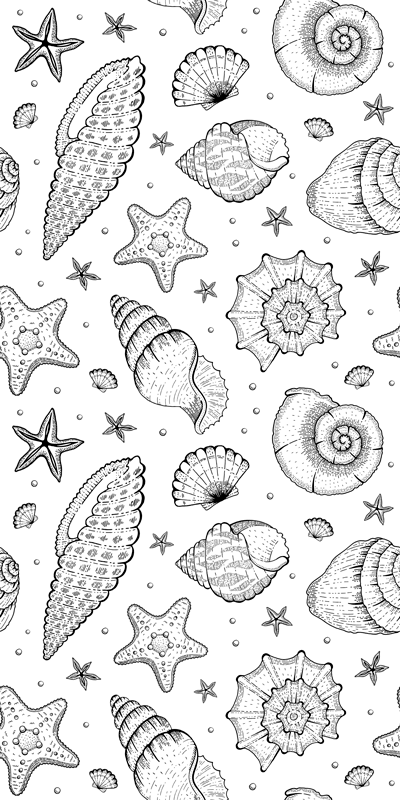 Bathroom vinyl rug with marine life and seashells - TenStickers