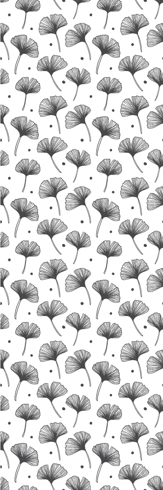 Bathroom vinyl rug with white ginkgo leaves pattern - TenStickers
