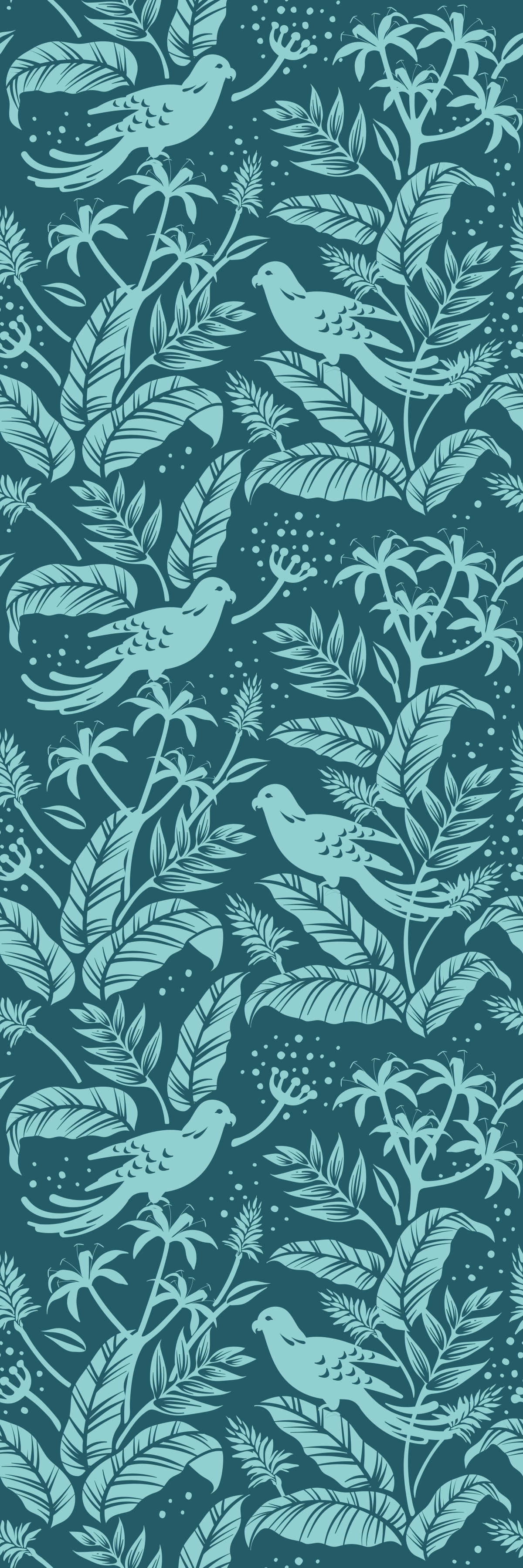 Bathroom vinyl rug with turquoise flying birds - TenStickers
