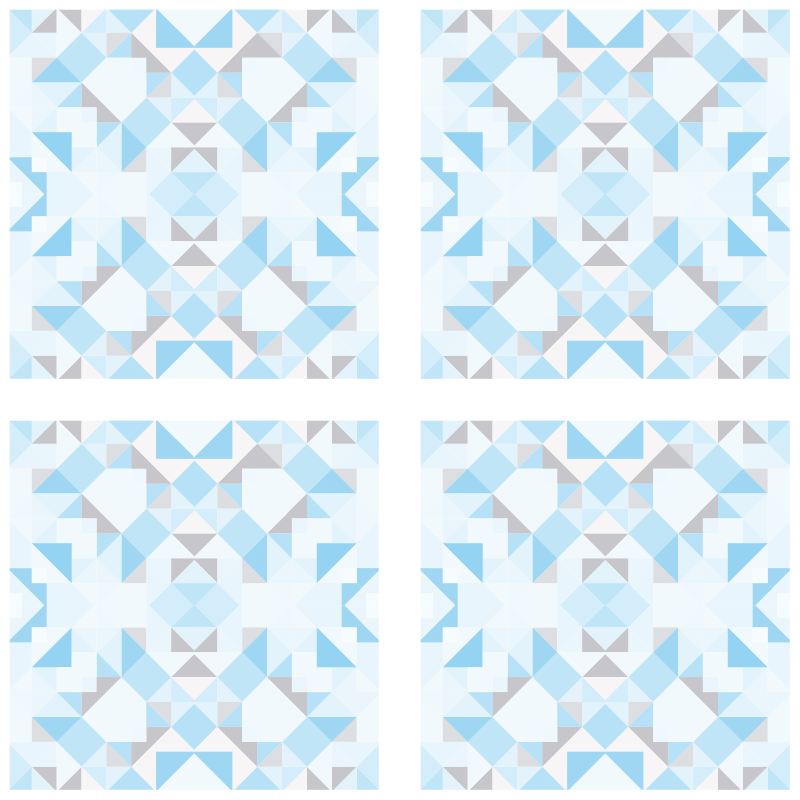 Bathroom vinyl rug vintage blue grey tile design - TenStickers