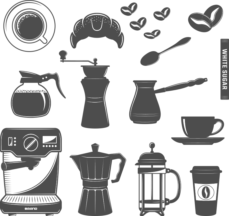 Kitchen vinyl rug coffee set collection - TenStickers