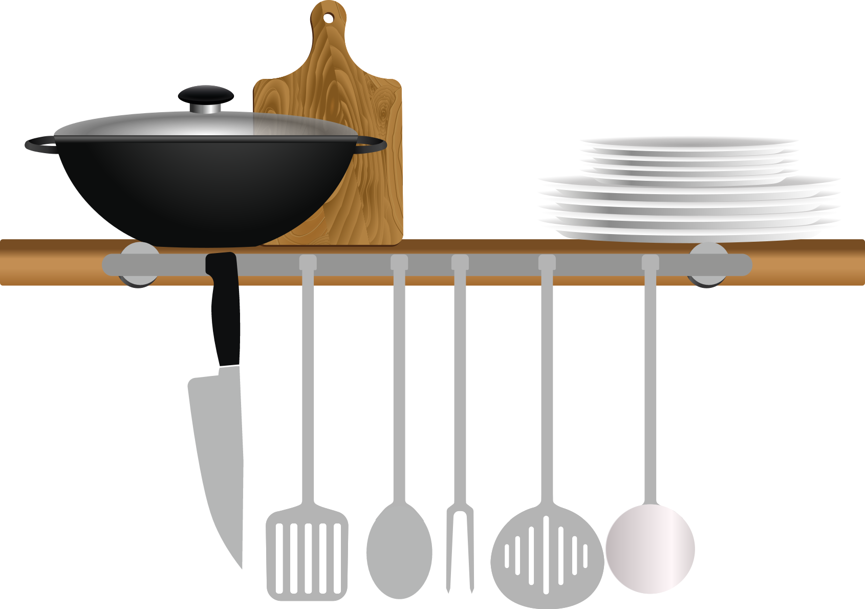 Kitchen vinyl rug dish rack with plates and bowl - TenStickers