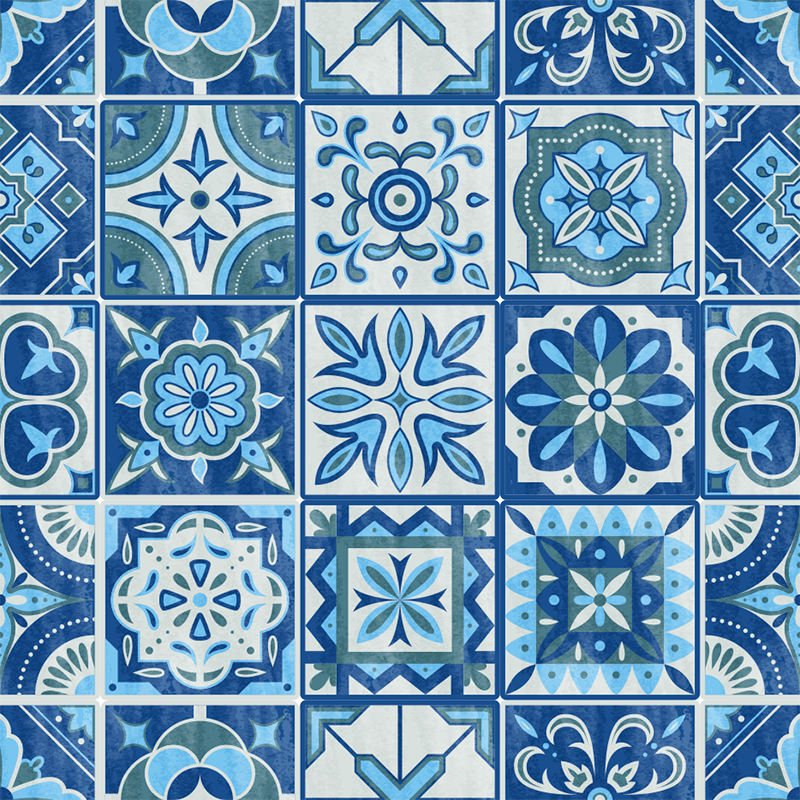 Kitchen vinyl rug with talavera tile design - TenStickers