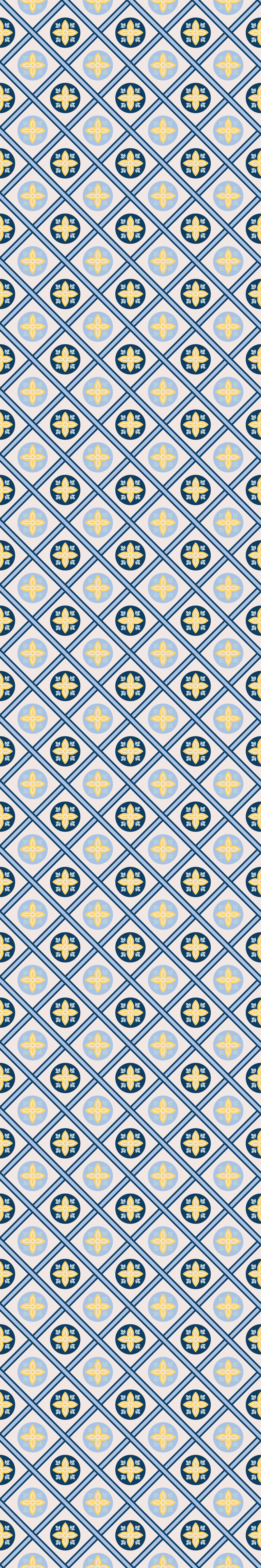 Kitchen vinyl rug in baby blue and yellow tiles - TenStickers