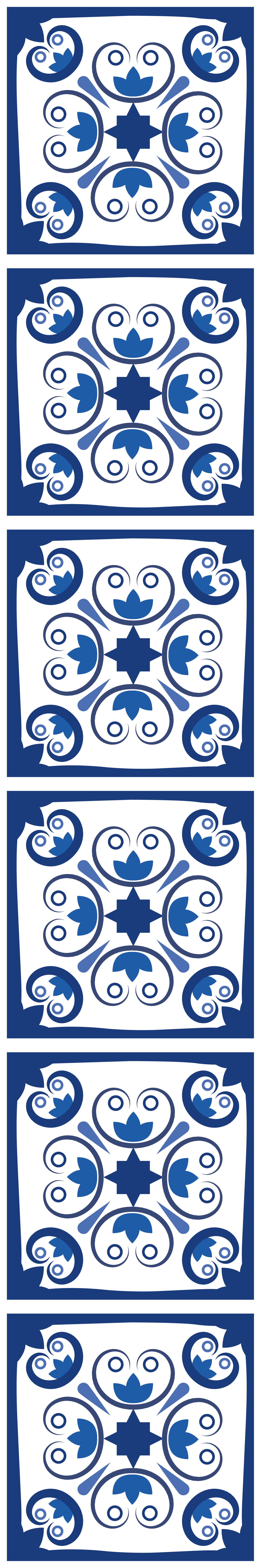 Kitchen vinyl rug typical beautiful blue tile design - TenStickers