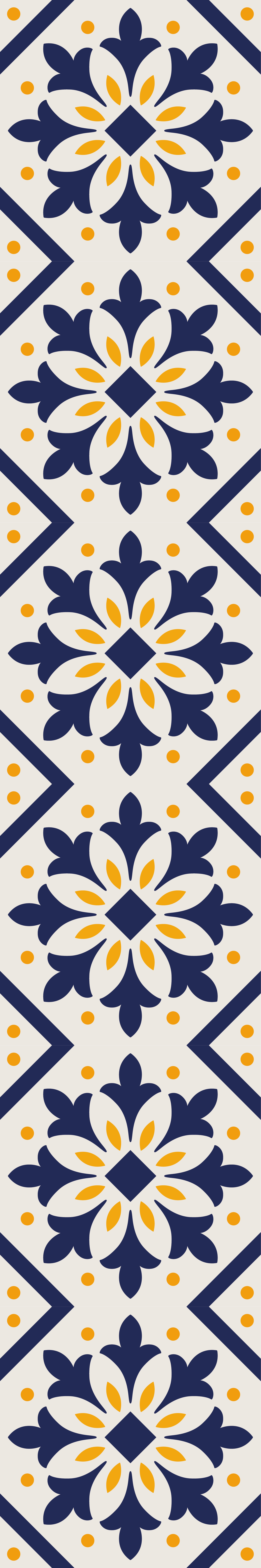 Blue and vibrant yellow portuguese tile kitchen vinyl rug - TenStickers