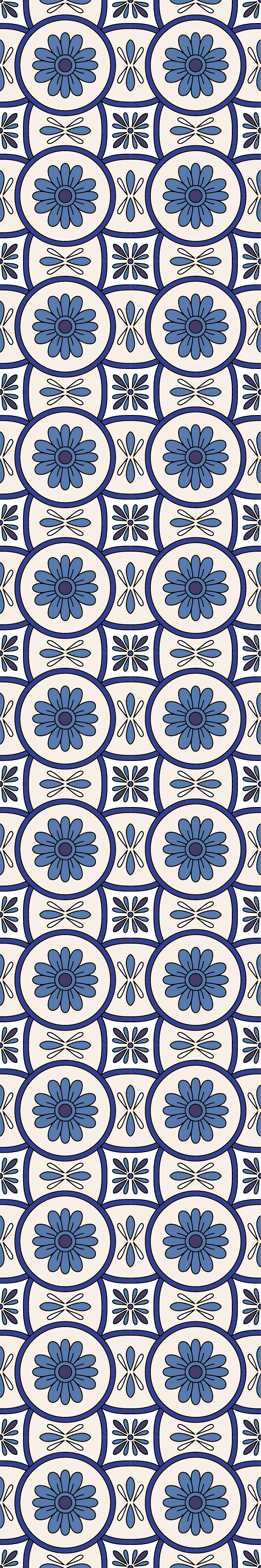 Kitchen vinyl rug blue flower portuguese tile design - TenStickers