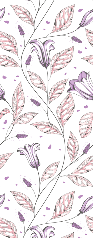 Purple elegant tulips pattern bedroom vinyl rug - TenStickers