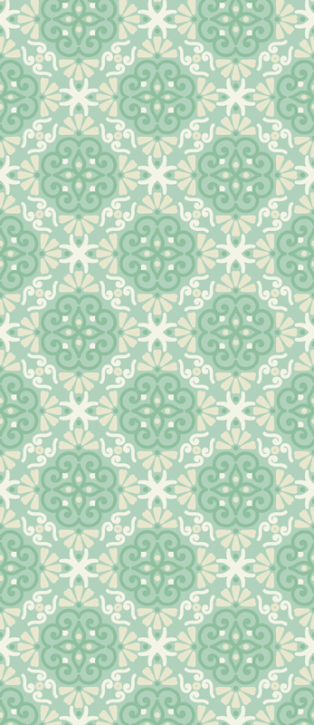 Bedroom vinyl rug with nordic green floral design - TenStickers