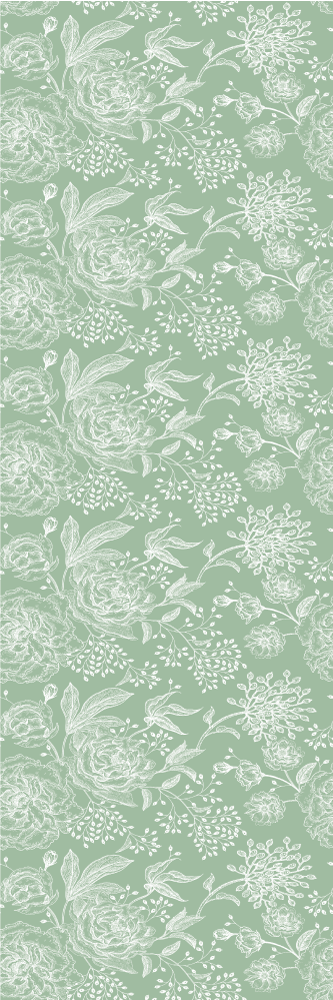 Green floral grandmillenial style bedroom vinyl rug - TenStickers