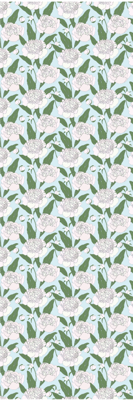 Bedroom vinyl rug with white flowers design - TenStickers