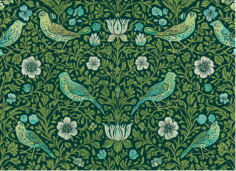 Bedroom vinyl rug with ornamental floral and bird - TenStickers