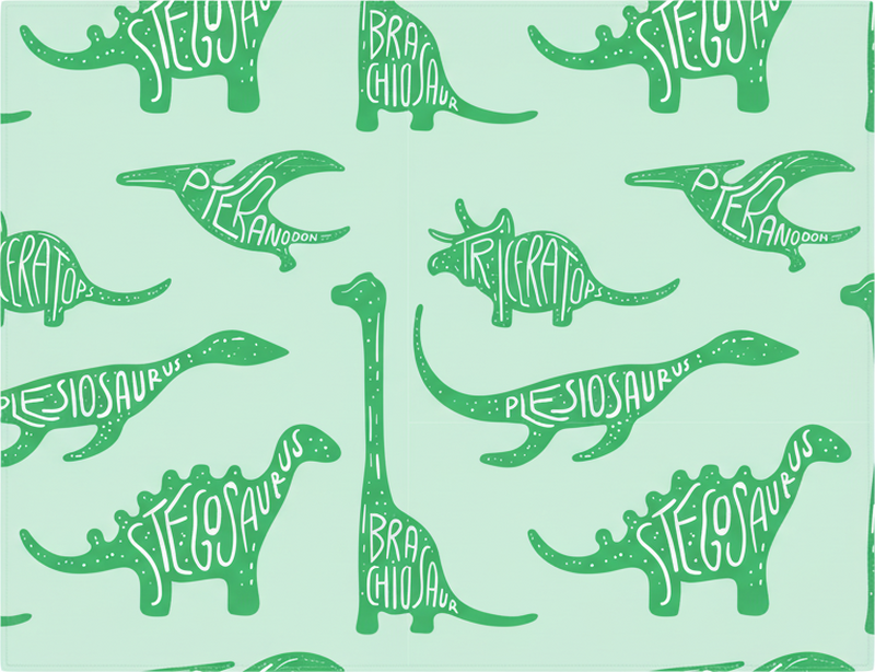 Bedroom vinyl rug with green dinosaur names - TenStickers
