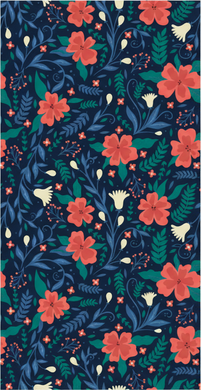 Bedroom vinyl rug with nordic floral art - TenStickers