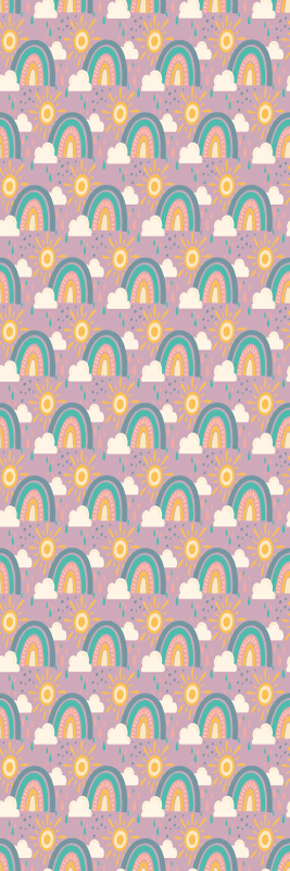 Cute pattern with sun and rainbow bedroom vinyl rug - TenStickers