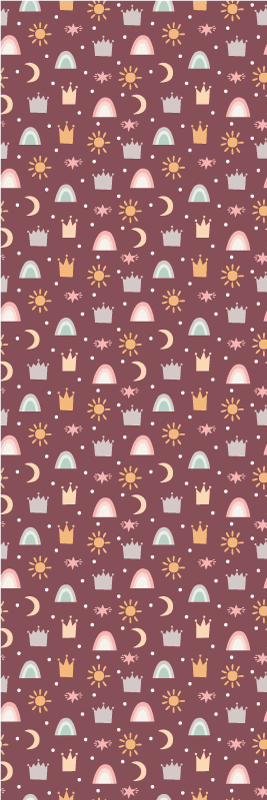 Bedroom vinyl rug with crowns, stars and rainbows - TenStickers