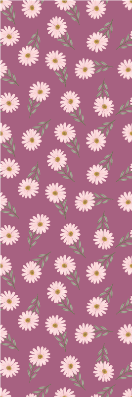 Bedroom vinyl rug with little pink daisy pattern - TenStickers