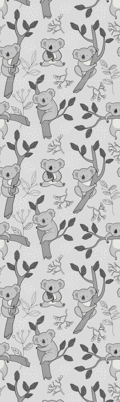 Gray koala pattern bedroom vinyl rug - TenStickers